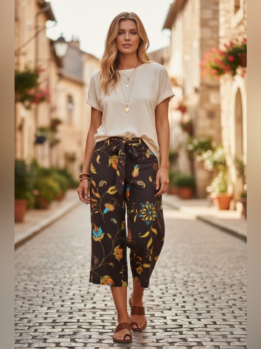 Urban Outfitters Poolside Printed Culotte Pant